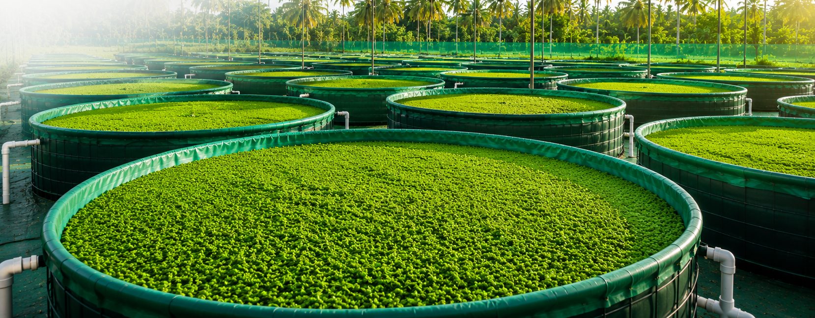 Azolla cultivation pond at Muthu Biofeeds farm