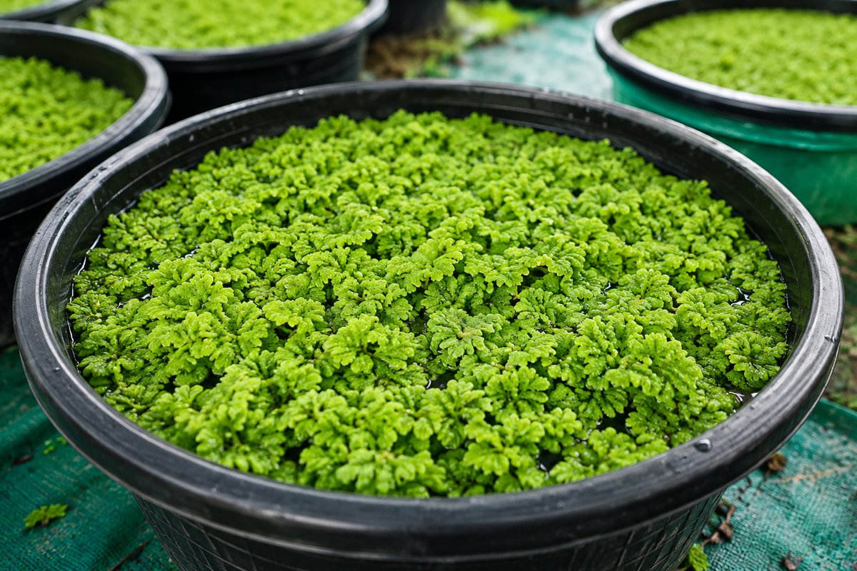 Fresh Azolla harvested from cultivation pond